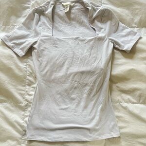 H&M White Polo Cut Out Short Sleeve T-Shirt